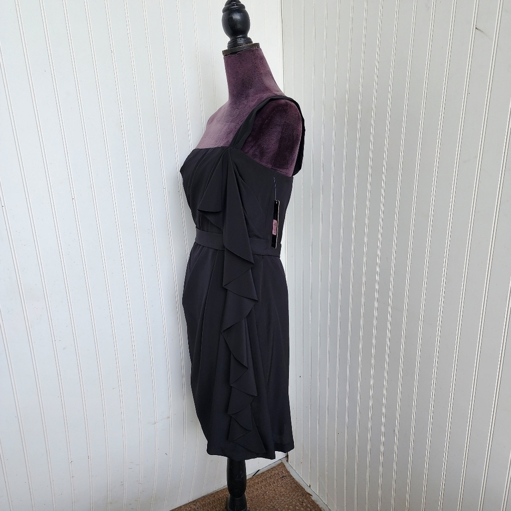 NWT $158 Gianni Bini One Shoulder Cocktail Dress Ruched Little Black Dress Sz 6 - Picture 3 of 11